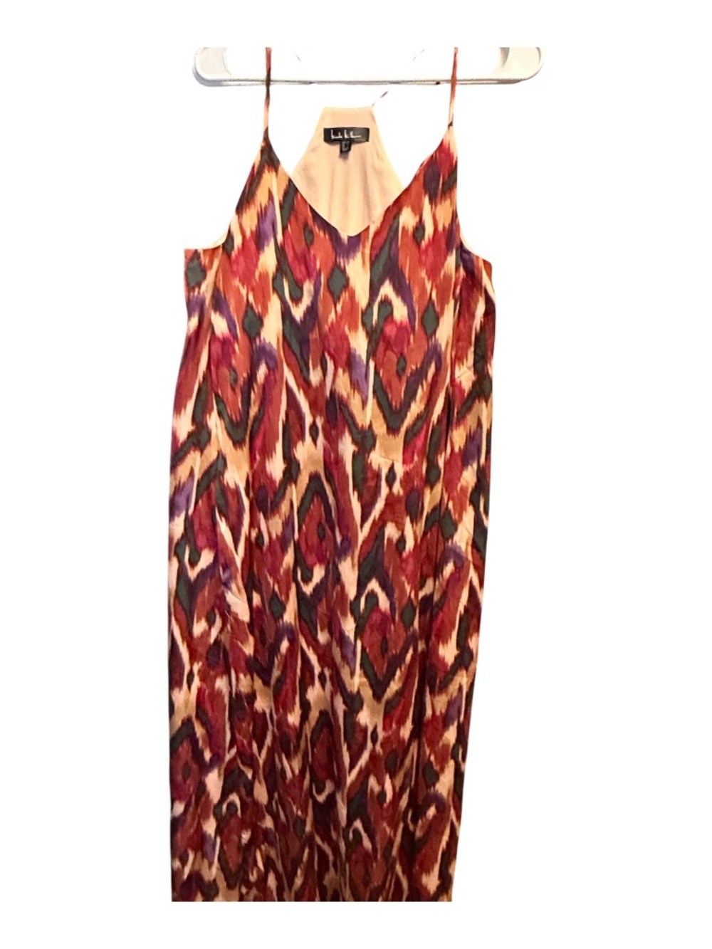 Nicole Miller Multicolor Ikat Maxi Dress in Red, Purple & Cream